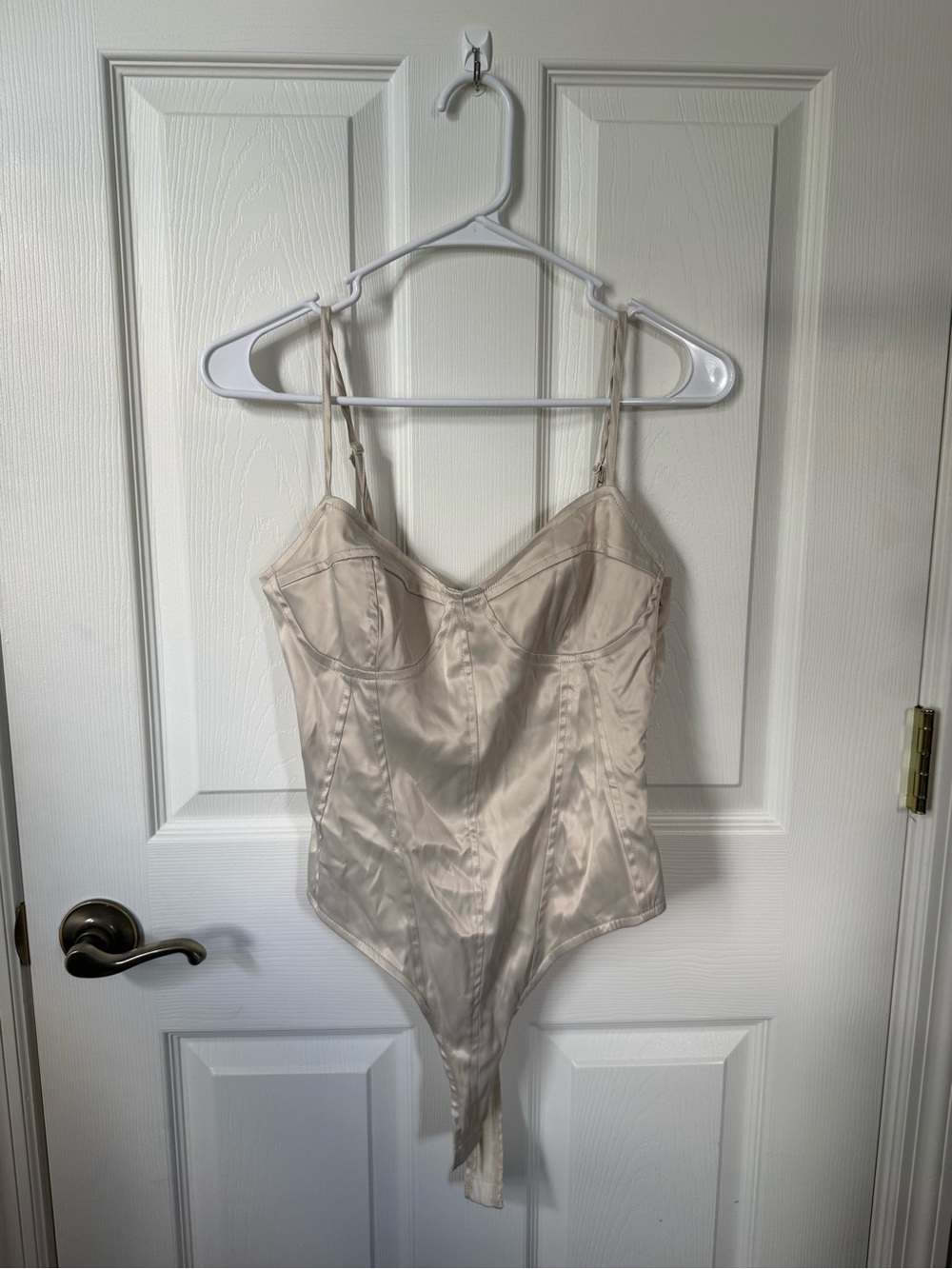 emory park Cream Satin Shapewear Bodysuit